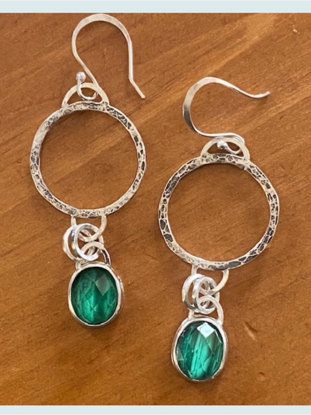 Sterling Silver Quartz topped Malachite Stone Earrings